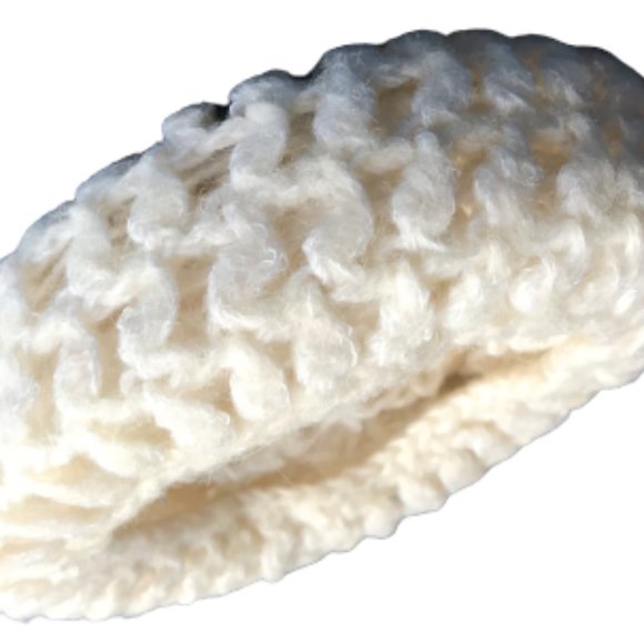 Vintage White Chunky Hand Knit Beret Winter Hat - Picture 3 of 5